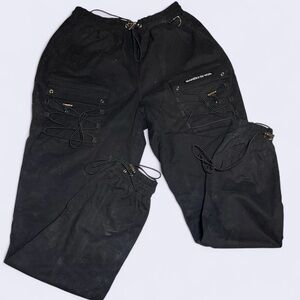 Manière De Voir Black Utility Track Pants with Lace-Up Pockets